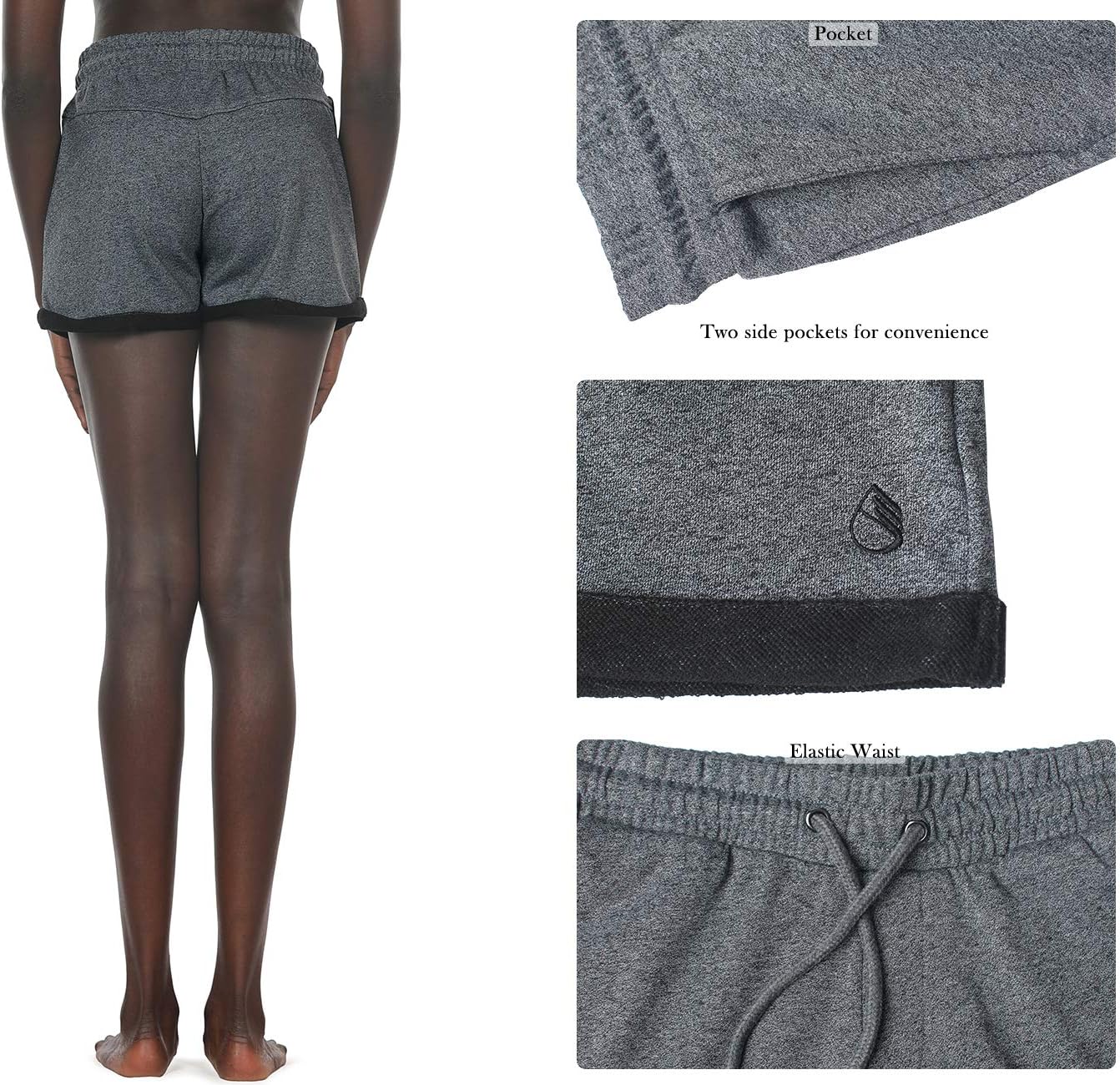 icyzone Workout Lounge Shorts for Women - Athletic Running Jogging Cotton Sweat Shorts(Pack of 2) - Image 3