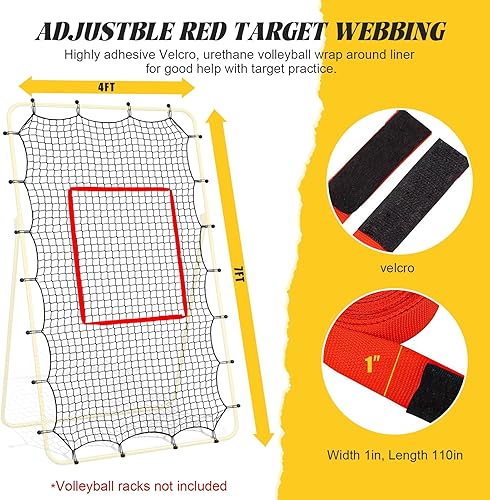 Miniatura 5 de Reemplazo de red de rebote de voleibol, para marcos de 7 x 4 pies, con 28 hebillas de cuerda elástica y correas de objetivo, malla de 1.5 pulgadas