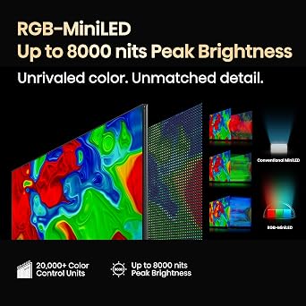 Hisense 100-Inch Premium UX Series RGB-MiniLED 4K UHD HDR Google Smart TV(100UX, 2025) - RGB MiniLED, Up to 8000 nits, 3D Color Master Pro, Native 165Hz Panel, 6.2.2 CineStage X