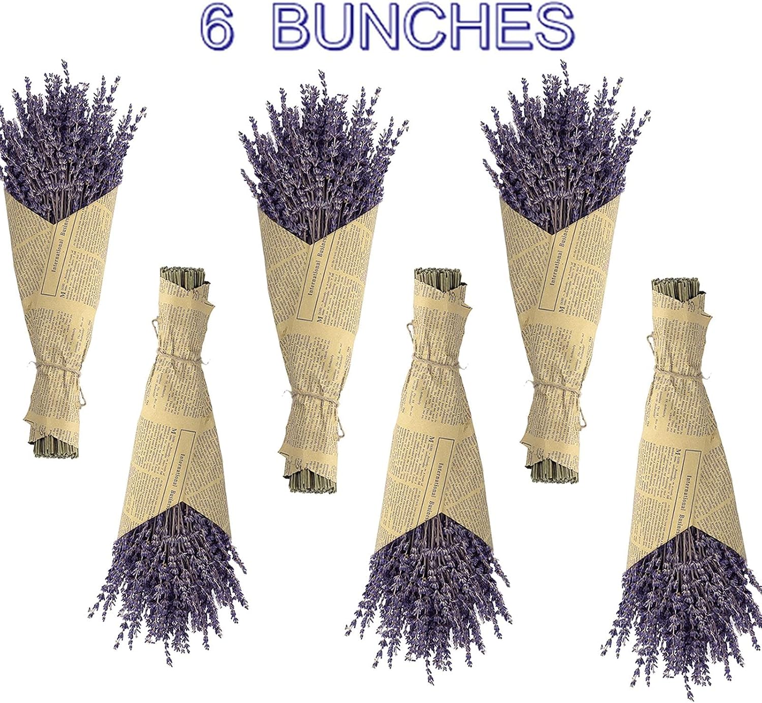 6 Packs Natural Dried Lavender Flowers Bouquet with Stems (14-17 Inches, 540-600 Stems Total), Home Fragrance for Drawers, Wedding Decor & Photography Props, DIY Crafts Supplies