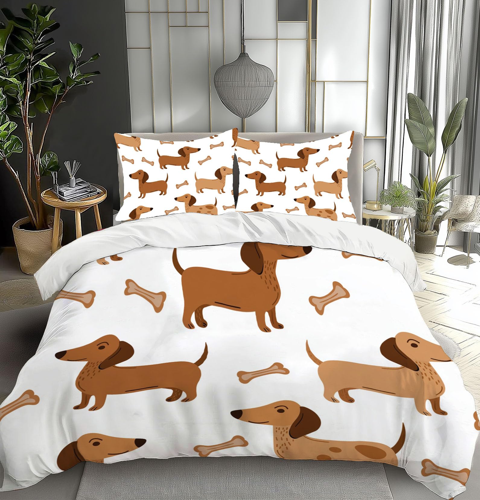 Parure de lit teckel microfibre 140x200 évite la transpiration pour nuit calme