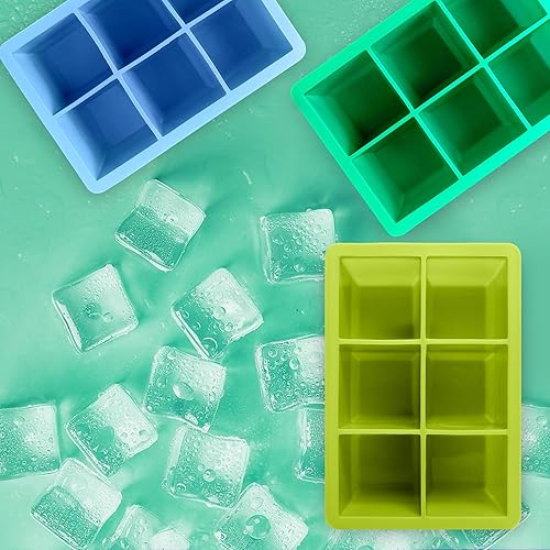 Miniatura 7 de Bandejas de silicona para cubitos de hielo, paquete de 3, moldes de silicona para cubitos de hielo de gran tamaño con tapa extraíble a prueba de