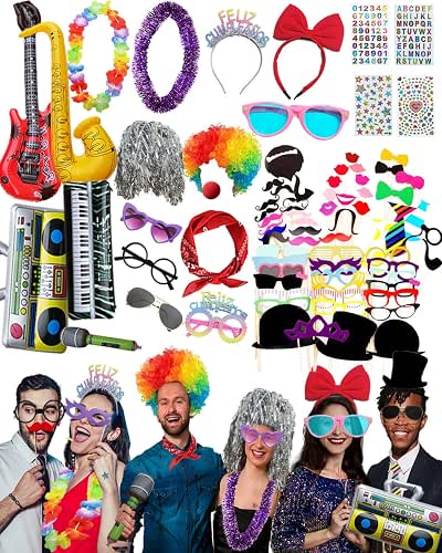 80pcs Large Gorgeous Photo Booth Props Set Birthday Party Accessories