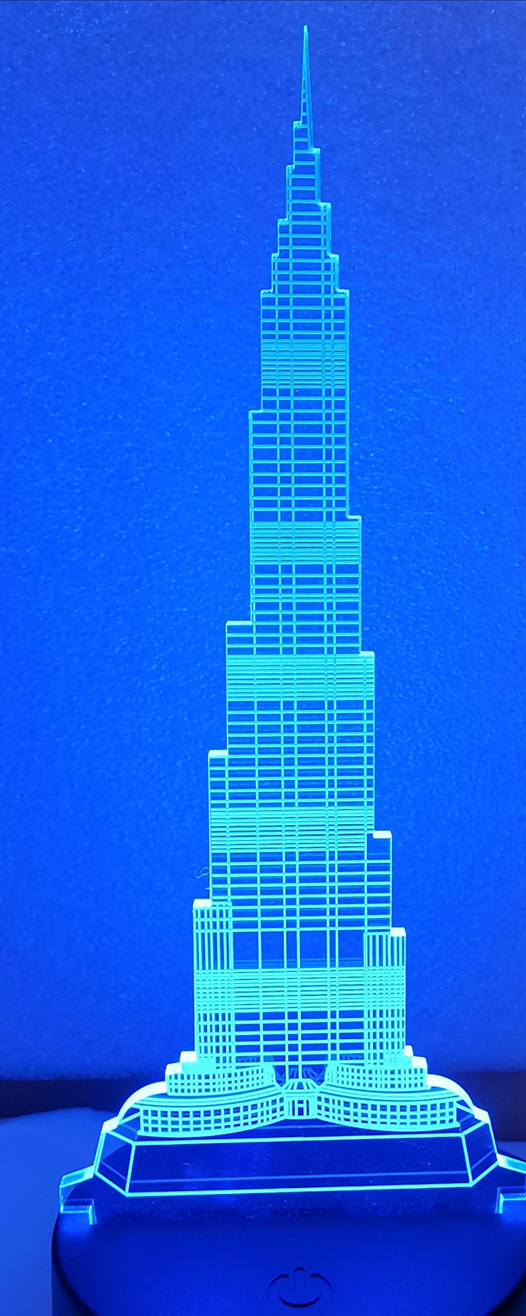 3D Lamp ILLUSION LED Night Light with usb powered and touch control AND REMOTE CONTROL, 14 lights and with flash and fade effect. design : Burj Khalifa
