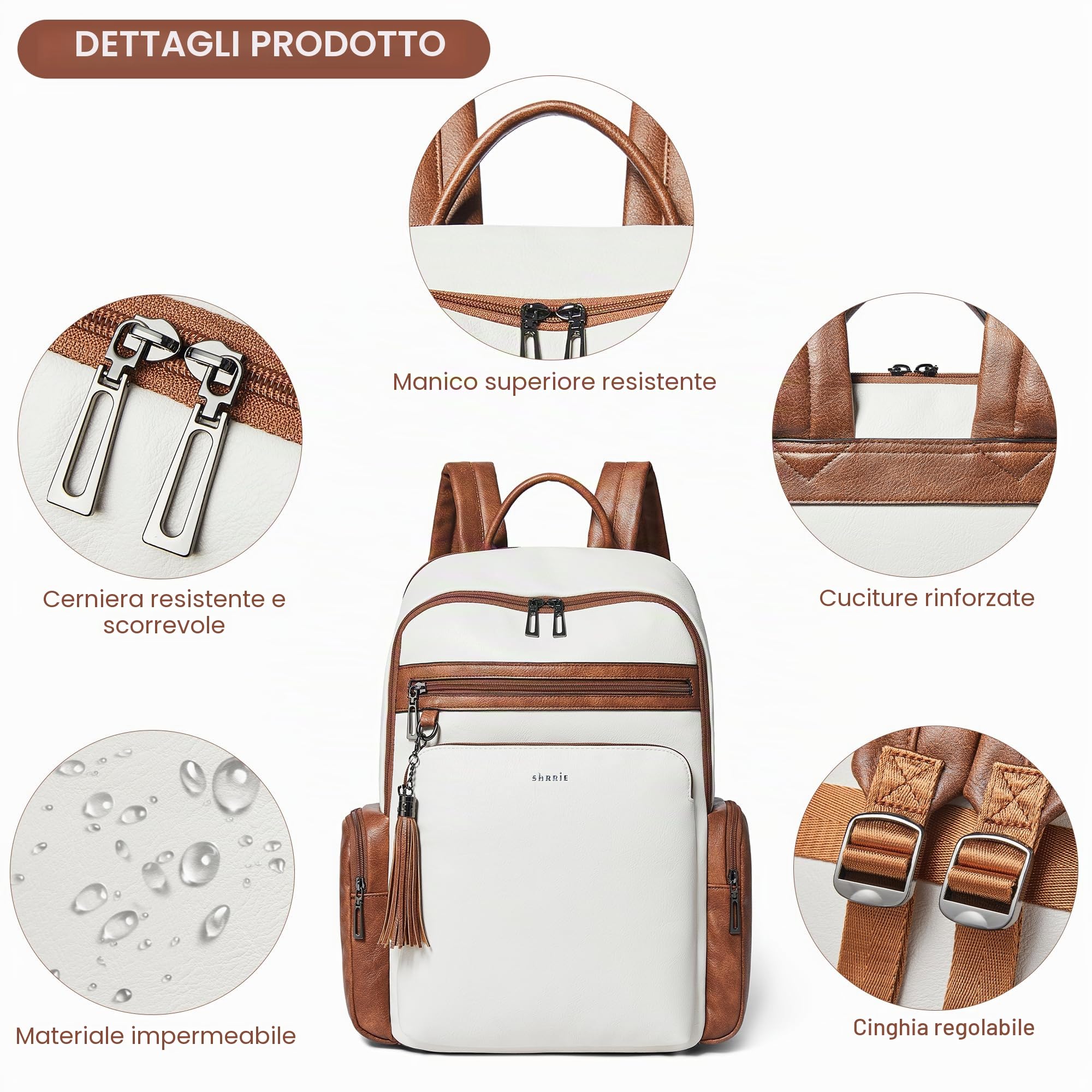 Shrrie Zaino per computer portatile per le donne si adatta al laptop da 16 pollici, zaini di designer per le donne con scomparto per computer per l'azienda