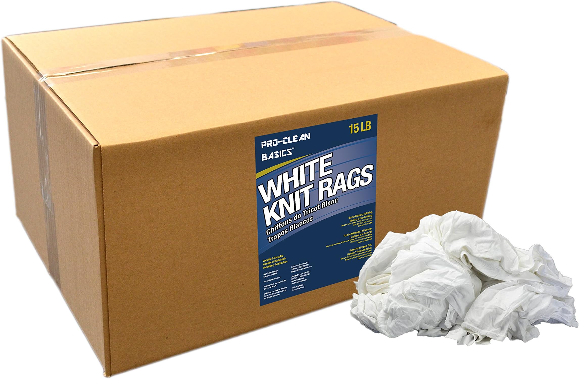 Pro-Clean BasicsPro-Clean Basics New Mixed White T-Shirt Rags: 15 lb. Box, (Model: A99301)