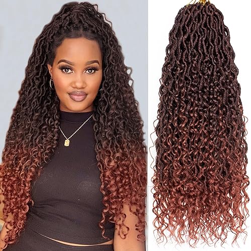 COOKOO Cabello de ganchillo Ombre Ginger Goddess Locs de 24 pulgadas, 8 paquetes de cabello bohemio de imitaciĂłn de ganchillo con rizos, cabello de COOKOO Cabello de ganchillo Ombre Ginger Goddess Locs de 24 pulgadas, 8 paquetes de cabello bohemio de imitaciĂłn de ganchillo con rizos, cabello de