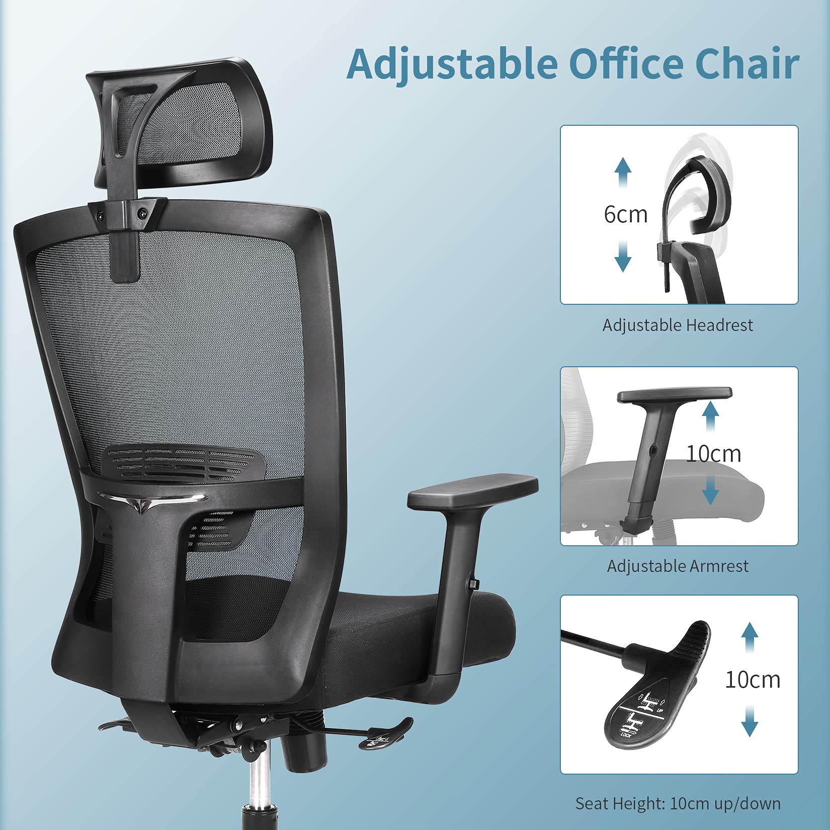 mfavour Ergonomic Office Chair Back Support Desk Chair Adjustable