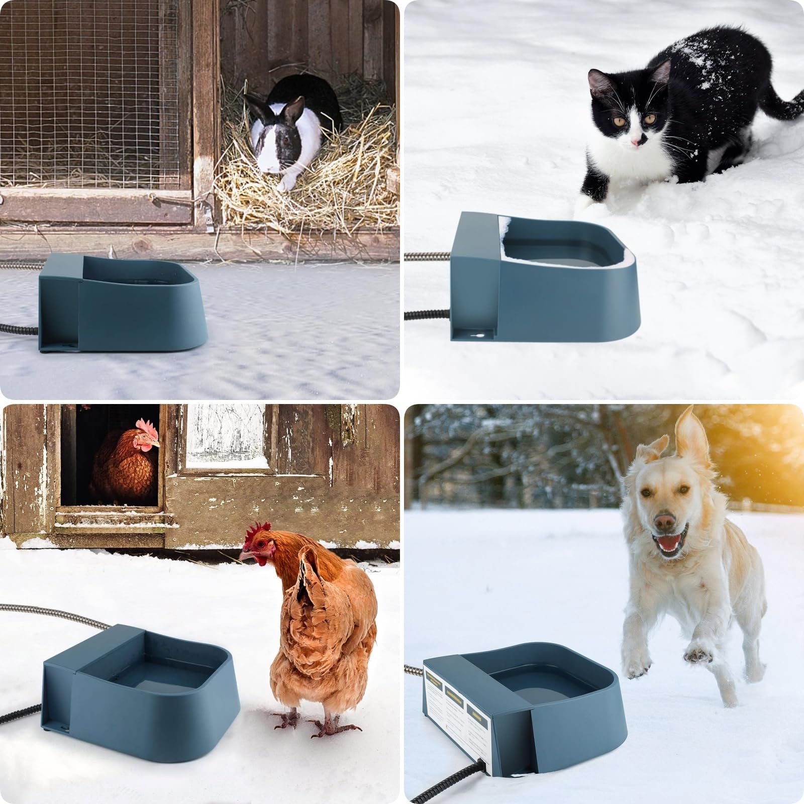 Cuenco de agua con calefacción para perros, cuenco de agua automático para perros al aire libre, bebedero de calefacción para perros, cuenco de agua automático para perros, gatos, animales salvajes