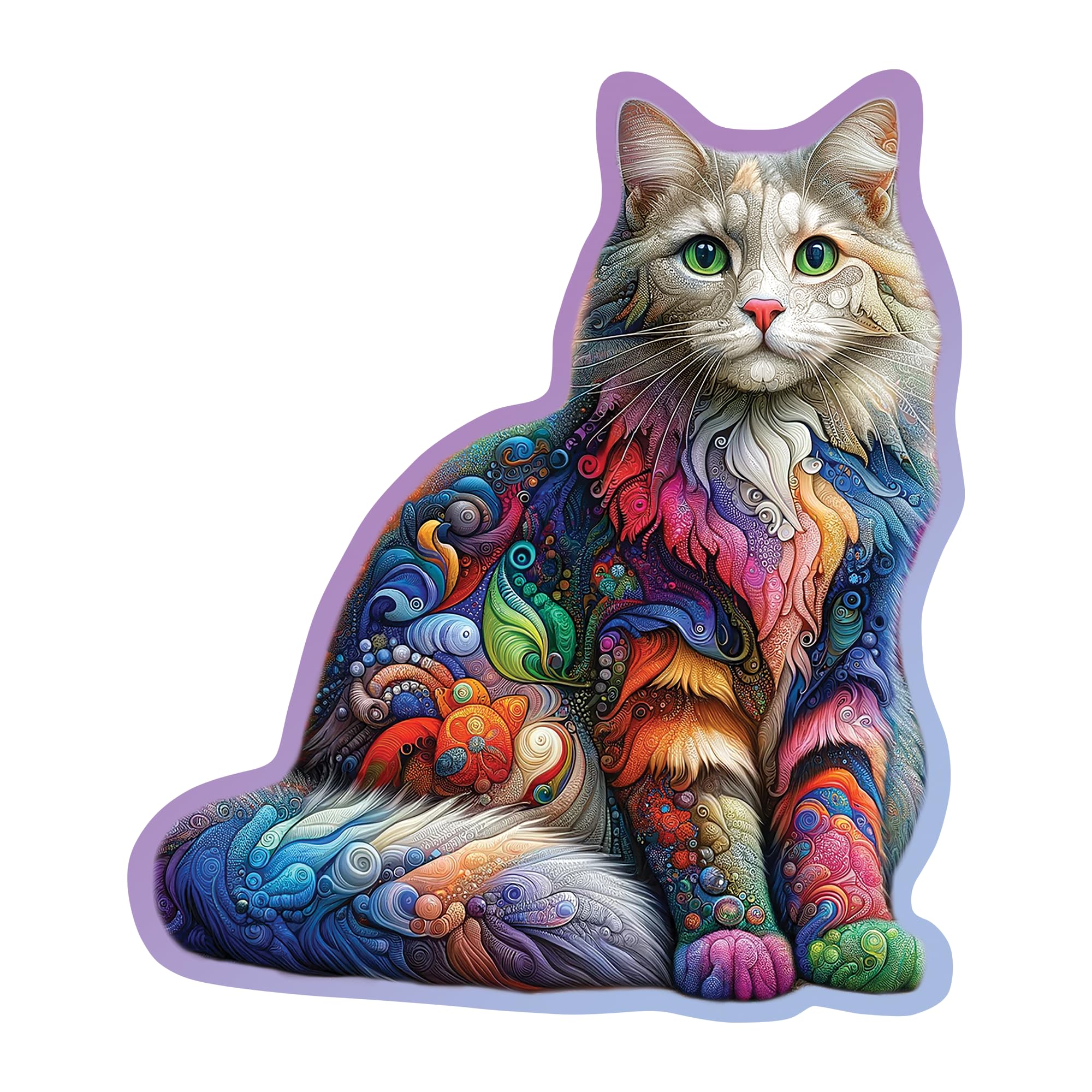 WOODEN.CITY Wooden Jigsaw Puzzles for Adults - 150 Pcs Cat Jigsaw Puzzle 22.4 x 25.5 cm - Animal Jigsaw Puzzles for Adults - Unique Gift for Puzzle Enthusiasts