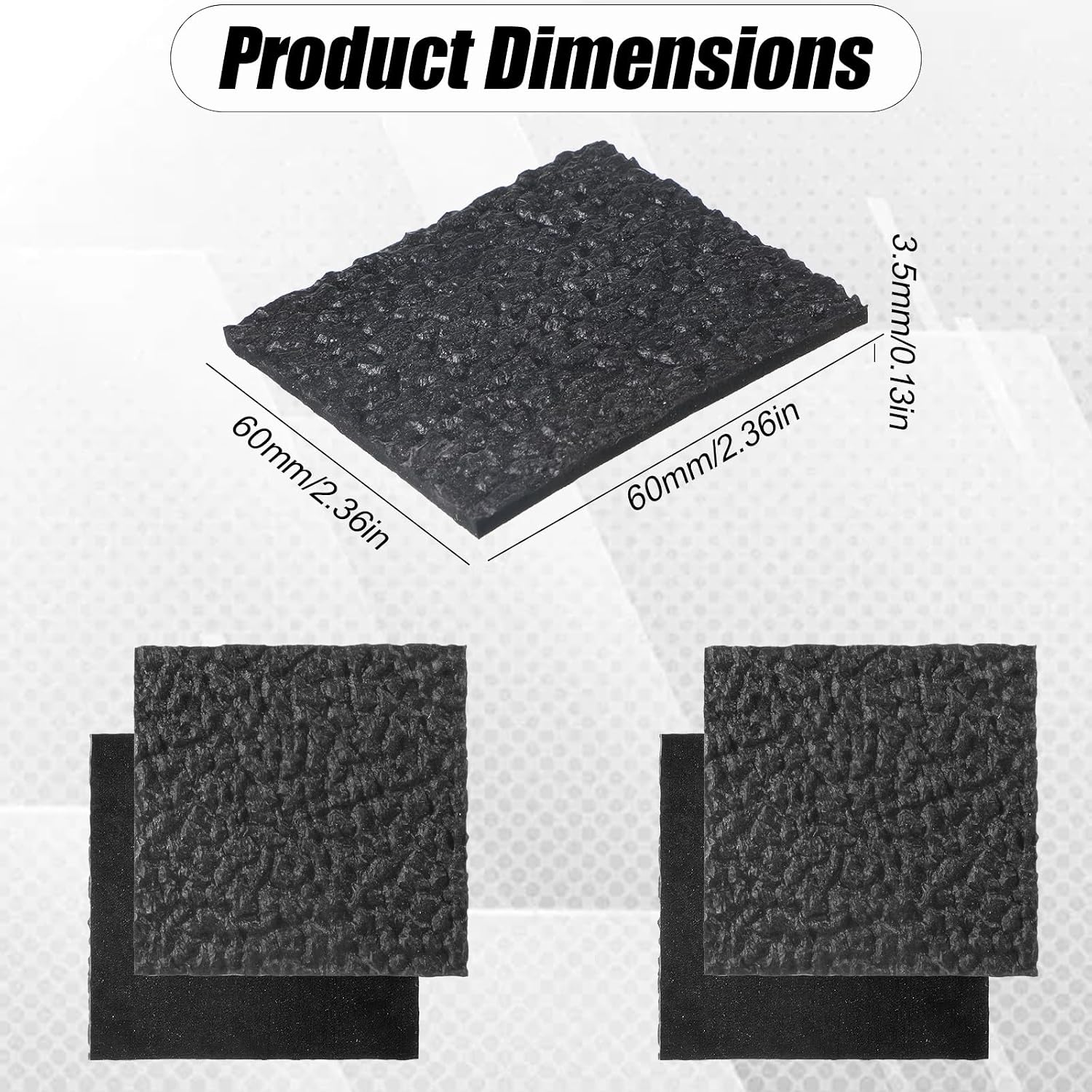 Shoe Heel Repair, 4 Pcs Rubber Boot Heel Replacement Sheet Black Stone Pattern Square High Heels Repair Non-Slip Shoes Sole Protector (2.4 x 2.4 x 0.14 Inch)