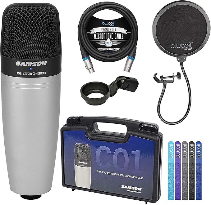 Samson C01 LargeDiaphragm Condenser Microphone for Recording Vocals, Acoustic Instruments