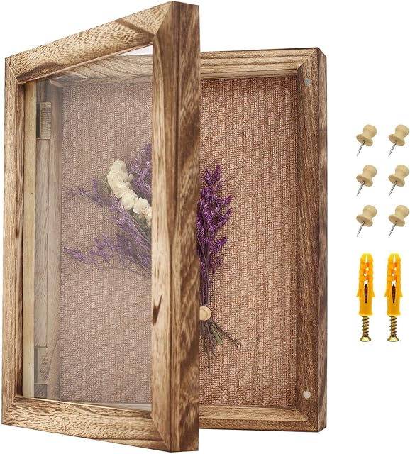 Nwvuop Shadow Box Frame for Crafts Deep Display Case Picture Frame with Linen Background Memory Box for Crafts Memorabilia Medals Wedding Memories Baby Items Wood