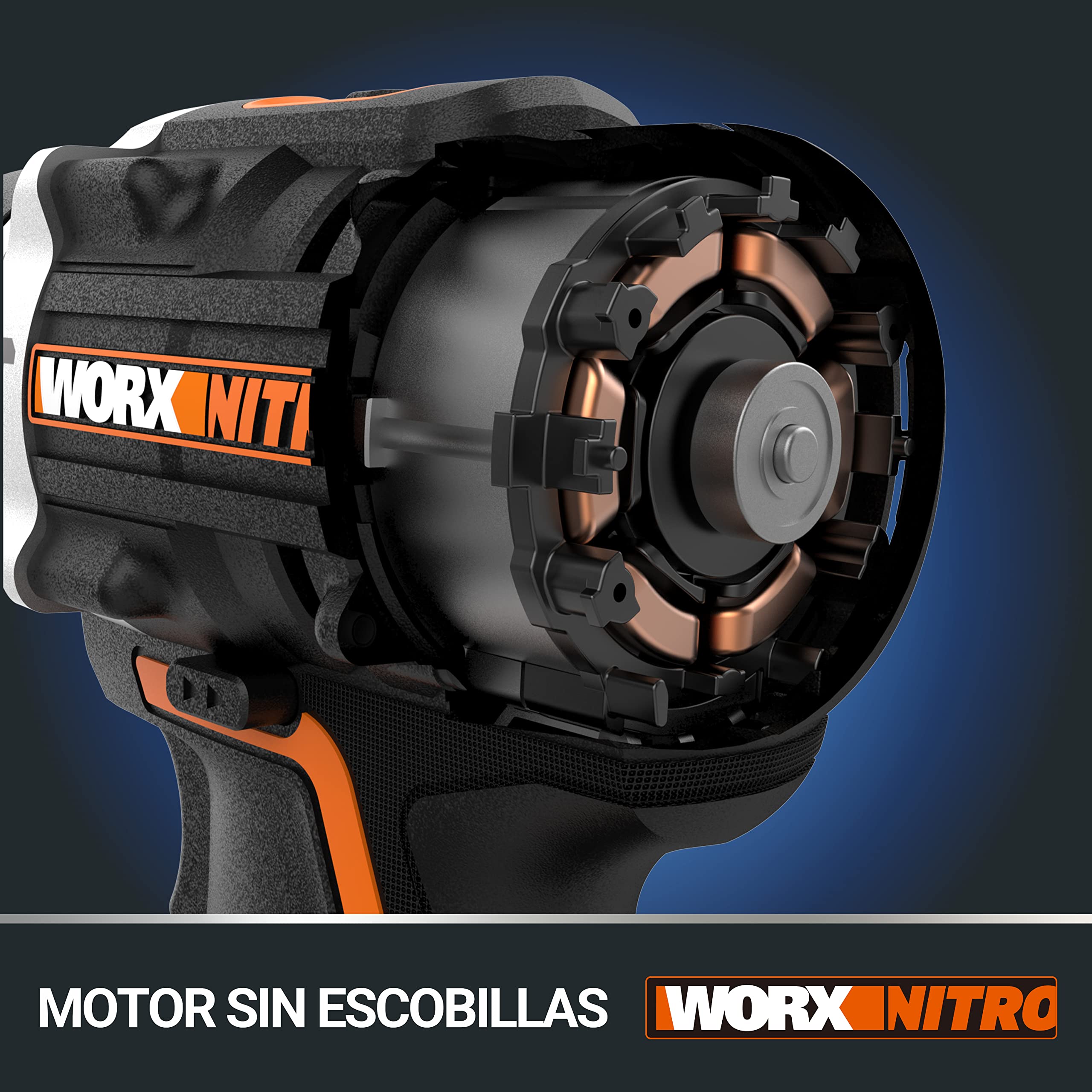 WORX Taladro Percutor a batería 20V Máx | WX352 | Motor sin escobillas | Power Share | 2 baterías de 2Ah | Cargador y maletín | Portabrocas metálico, carcasa de engranajes metálica