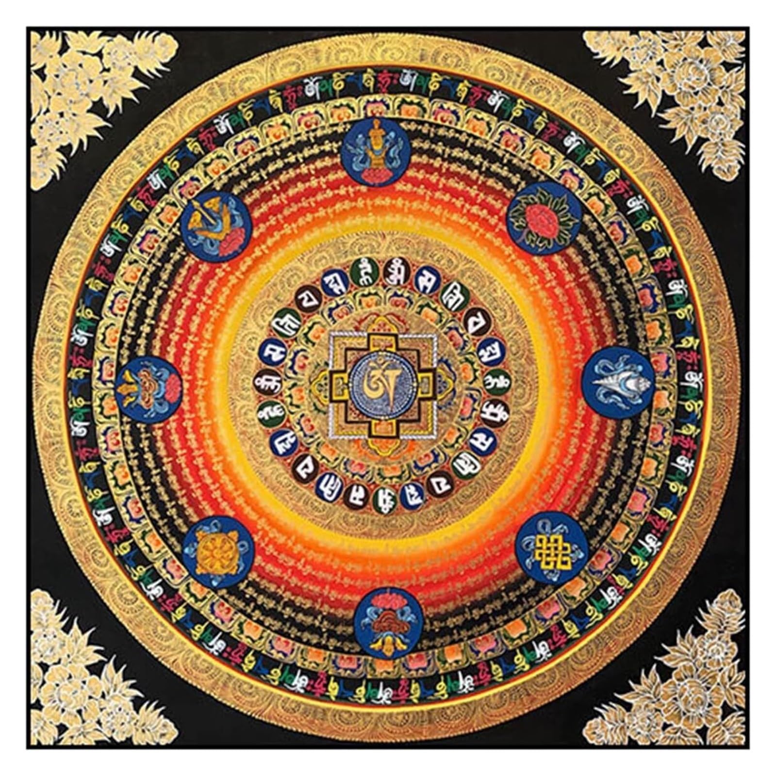 Poster in tessuto di stoffa Thangka tibetano for la decorazione della casa, meditazione, ricamo buddista Thangka con kit di cornice (40x40 cm)(50x50cm)
