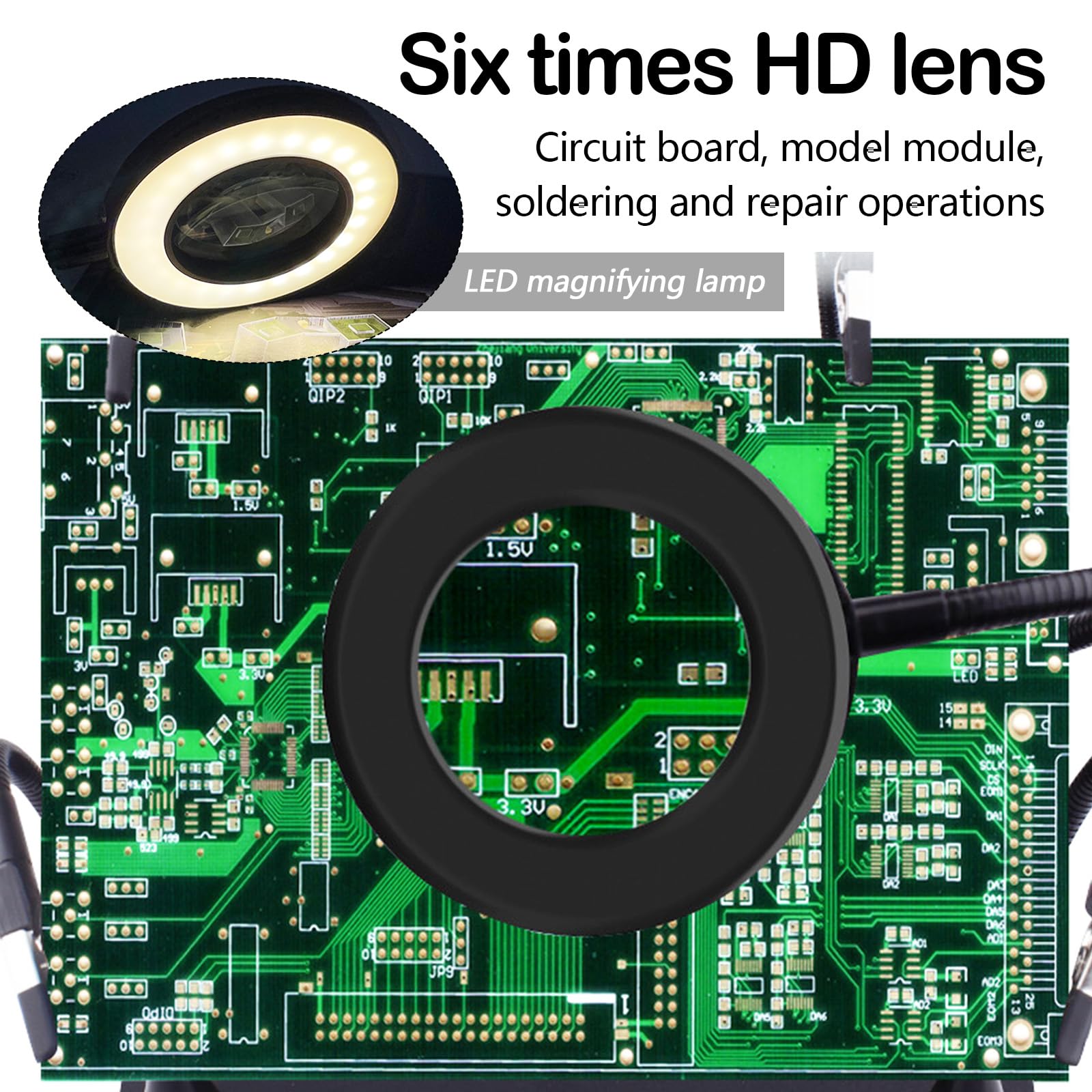Saldatura Terza Mano, Magnetico Stazione Saldante con 4 Bracci Flessibili Lente d'Ingrandimento a LED 6X e Braccio di Supporto Meccanico per Riparazione PCB Lavori di Saldatura Modellismo