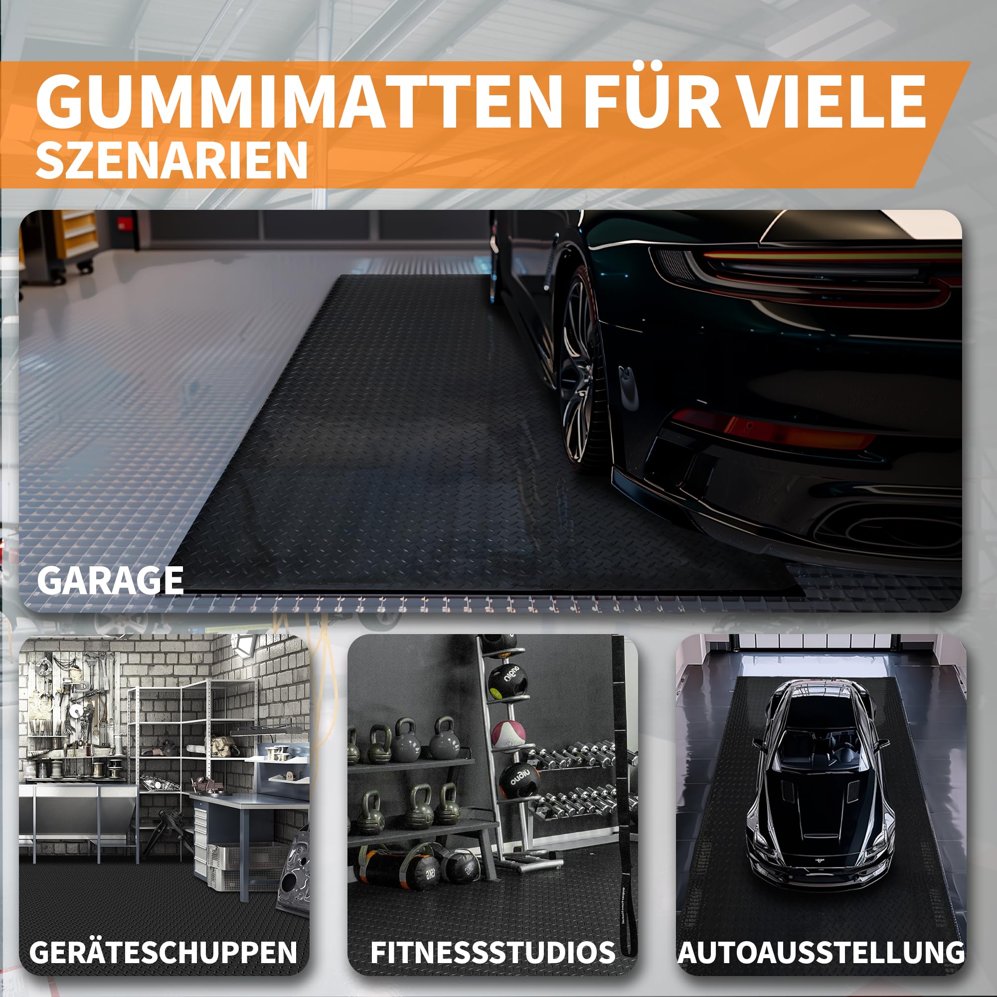bimiti 300 x 150 cm Gummimatte Meterware Schutzmatte, garagenboden matten, Noppenmatte Bodenmatte aus Gummi, rutschfest Gummimatte Bodenmatte mit Noppen Gummiläufer für Keller, Werkstatt, Garage