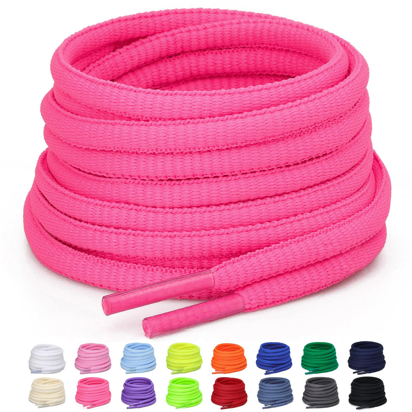 Puzeam 2 Paar halb runde Schnürsenkel, 6mm ovale Athletische Schnürsenkel für Sneaker, Laufschuhe, Sportschuhe - Schuhbänder 16 Farben