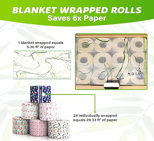 Miniatura 6 de Papel higiénico ecológico, 12 rollos, 3 capas, 300 hojas, 100% bambú sin blanquear, sin químicos, sin PFAS, vegano, sin plástico, tejido a base de