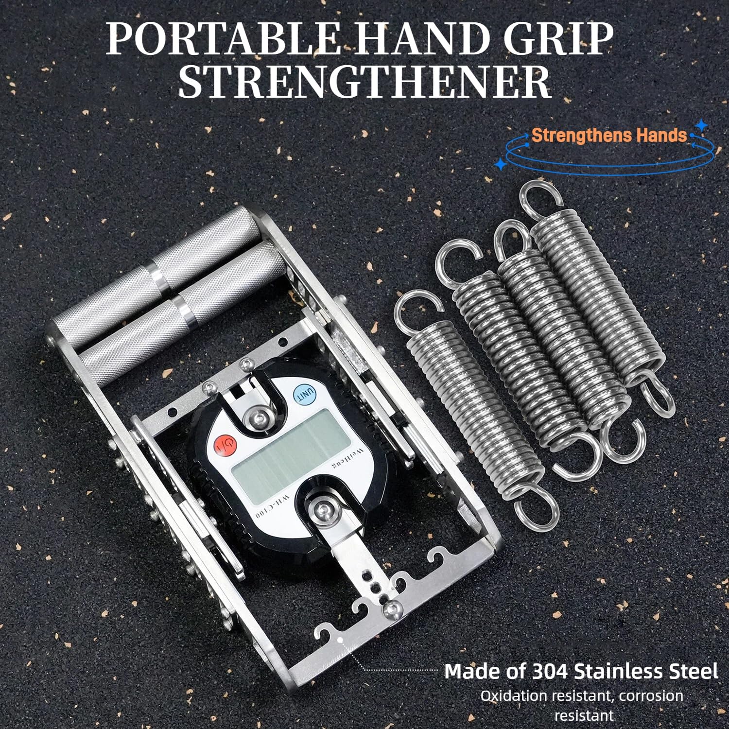 Hand Gripper with 5 Springs, Digital Hand Dynamometer 330 lbs/150 kg, 304 Stainless Steel, No-Slip Handle, Hand Grip Strengthener for Muscle Building And Hand Rehabilitation Exercises