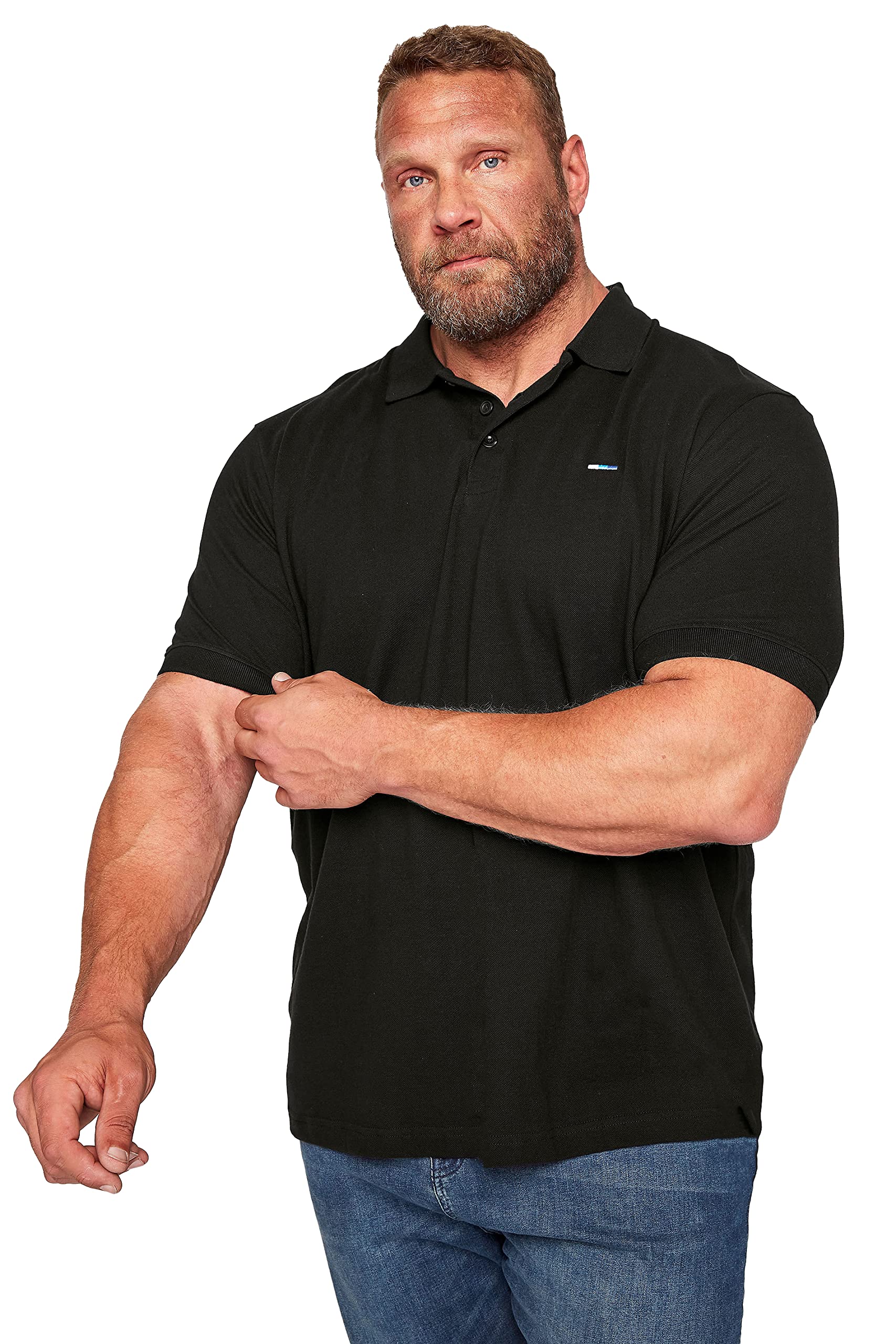 Badrhino Men's Black, Black Big & Tall Polo Shirt 7XL-8Xl Plus