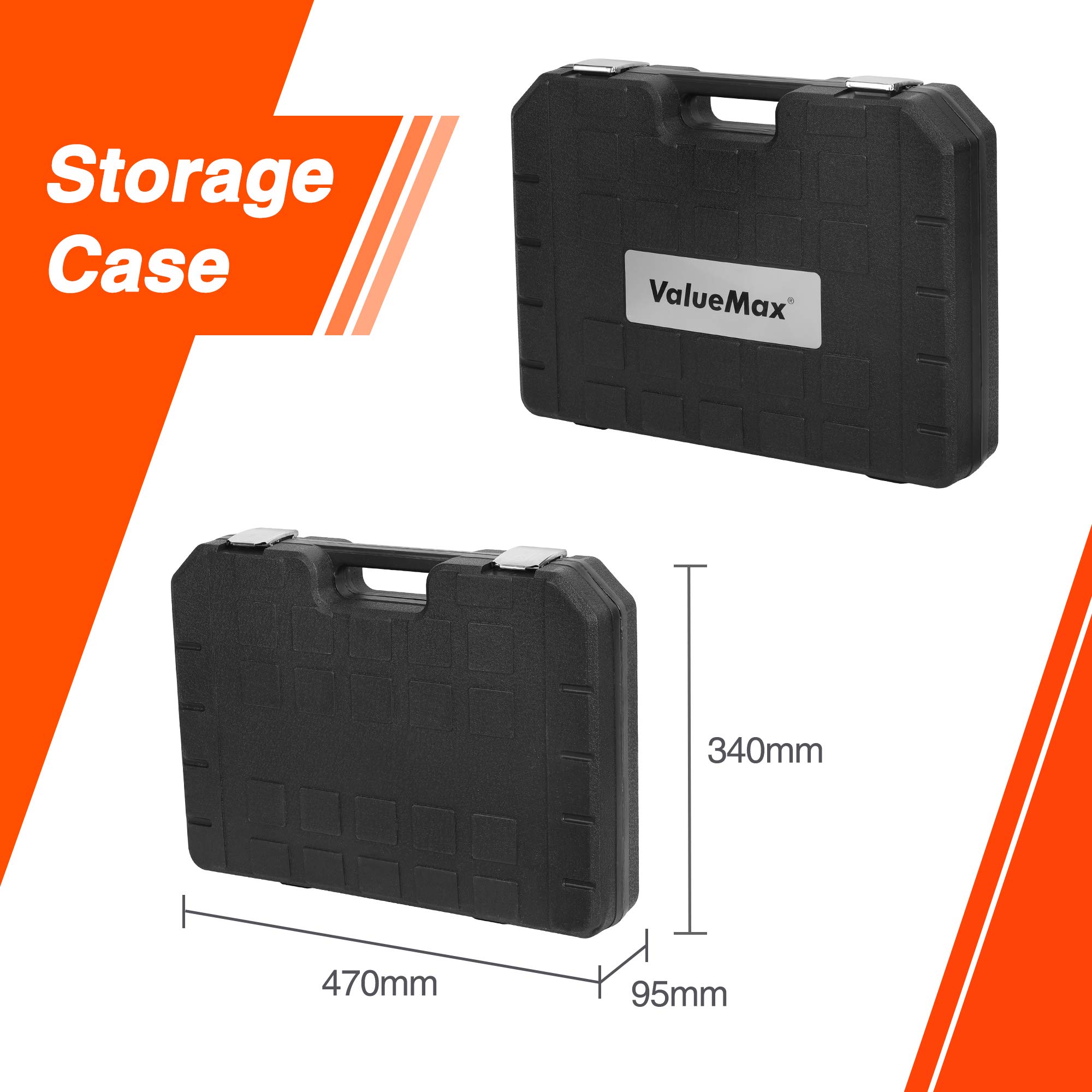 ValueMax Set di Chiavi a Bussola con Cricchetto 122 Pezzi, Custodia Portatile, Maniglia Girevole, Barra di Prolunga, Kit di Attrezzi Meccanici per Auto