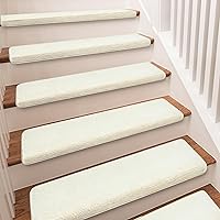 Vista 18 de PURE ERA - Alfombras para peldaños, de felpa suave, con bordes redondeados, de interiores, aptas para mascotas, antideslizantes, sin cinta, lavables