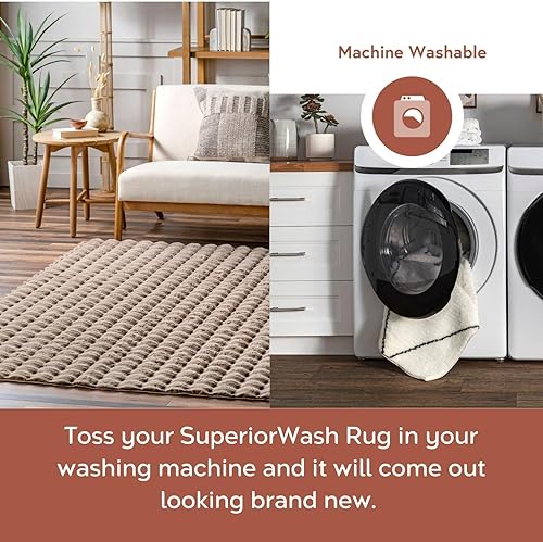 Miniatura 8 de nuLOOM Jeni - Alfombra sintética de conejo lavable a máquina, 4 x 6 pulgadas, lavable a máquina, casual, blanco hueso, marfil, para sala de estar,