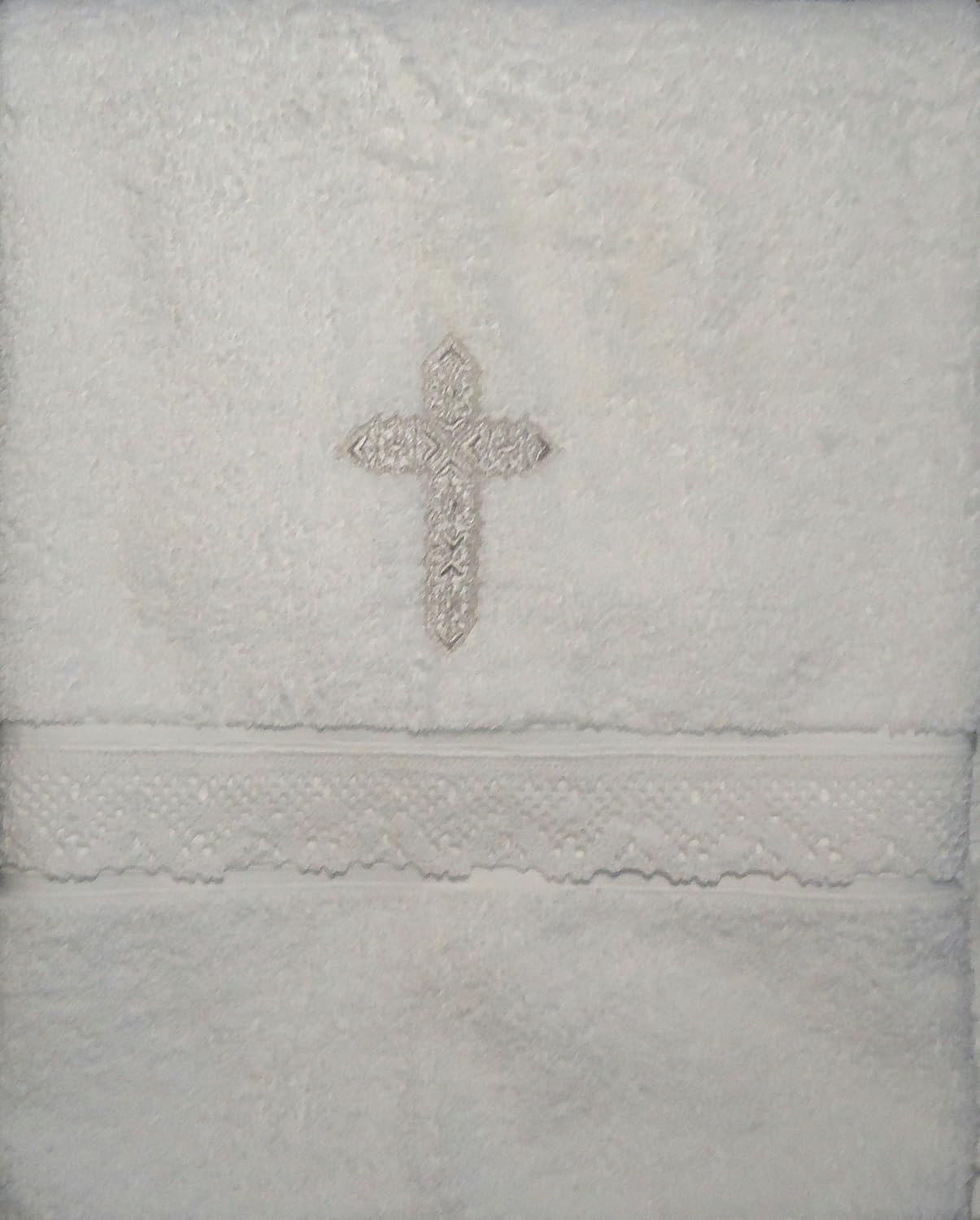 Integrity Designs Baptism Towel with Cross and Lace