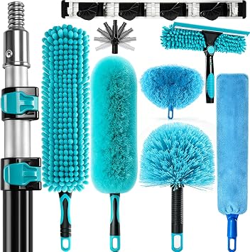FIDISP 20FT High Ceiling Duster Kit 4.5-12ft Extension Pole Heavy Duty 9PCS