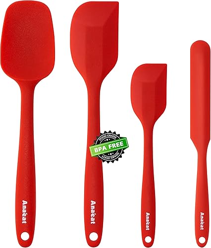 Miniatura 12 de Anaeat Juego de 2 Espátulas Delgadas de Silicona - Mini Espátulas para Servir Brownies - Volteador Spurtle Antiadherente para Cocinar Fácilmente
