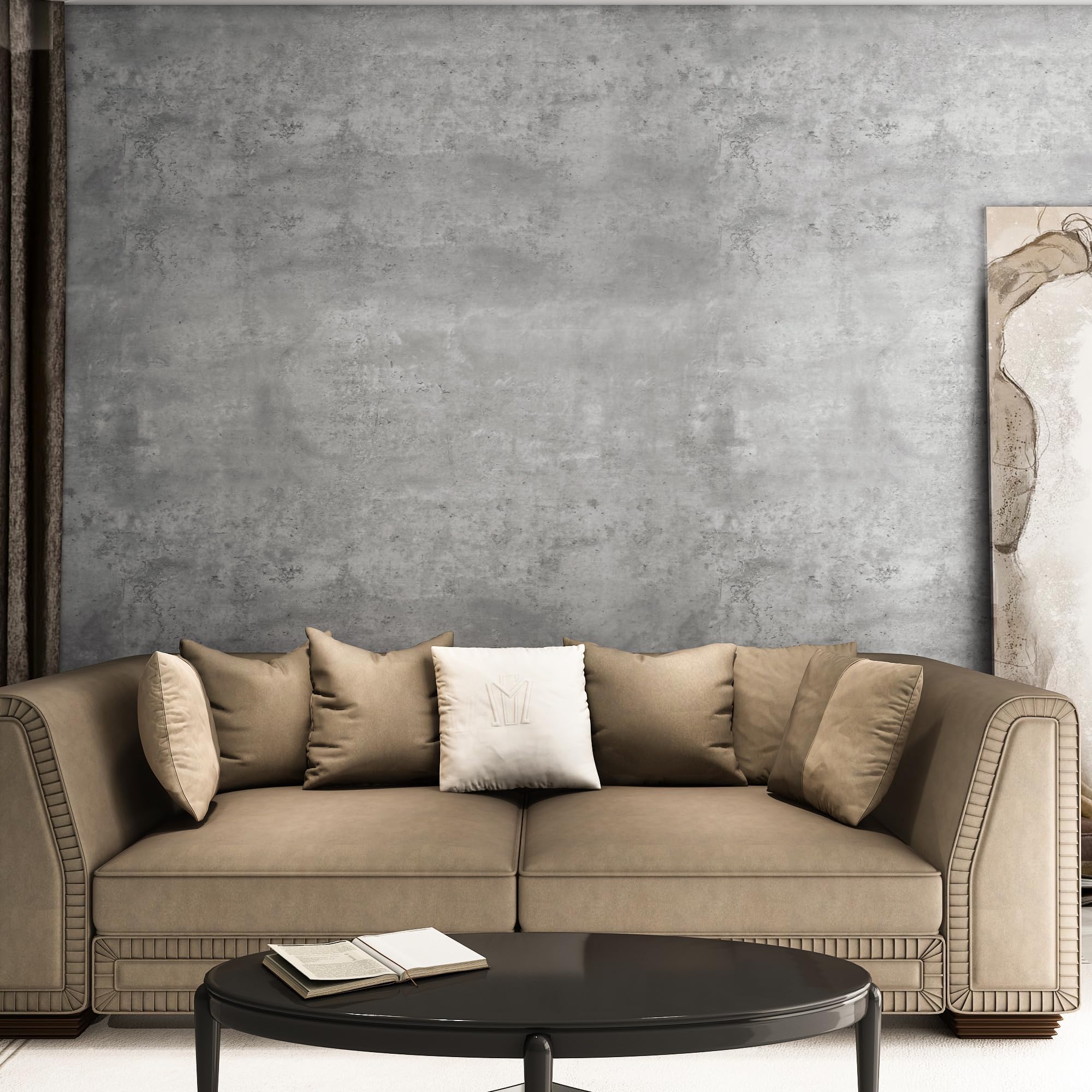 Papel tapiz de hormigón gris claro de 16 x 591 pulgadas, papel de contacto texturizado de cemento sintético gris 3D, autoadhesivo, impermeable, mate, moderno, industrial, para dormitorio, baño