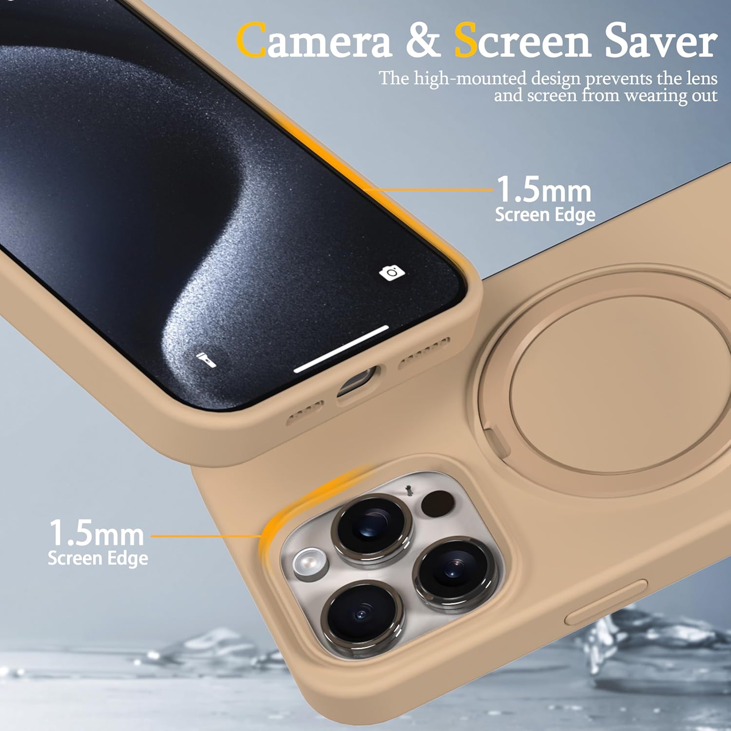 Case for iPhone 14 Pro Max Case with Magnetic Invisible Stand - MagSafe Compatible, Military Drop Tested, Shockproof Silicone Cover for Women and Men (6.7", 2022) - Desert Gold - Image 3