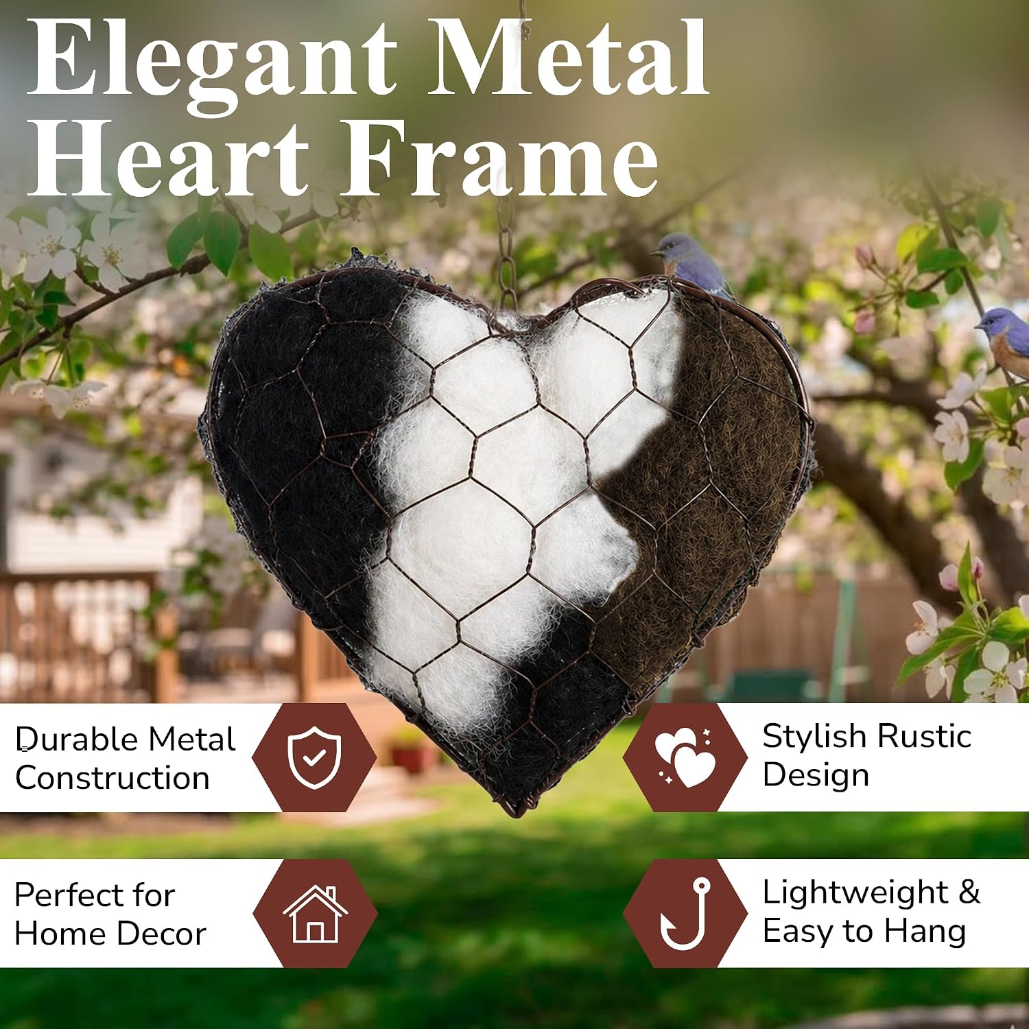 Handmade Alpaca Fiber Nesting Heart – Soft Natural Holder for Wild Birds, Garden Trees, Winter Shelter & Bird Lover Gift image 3