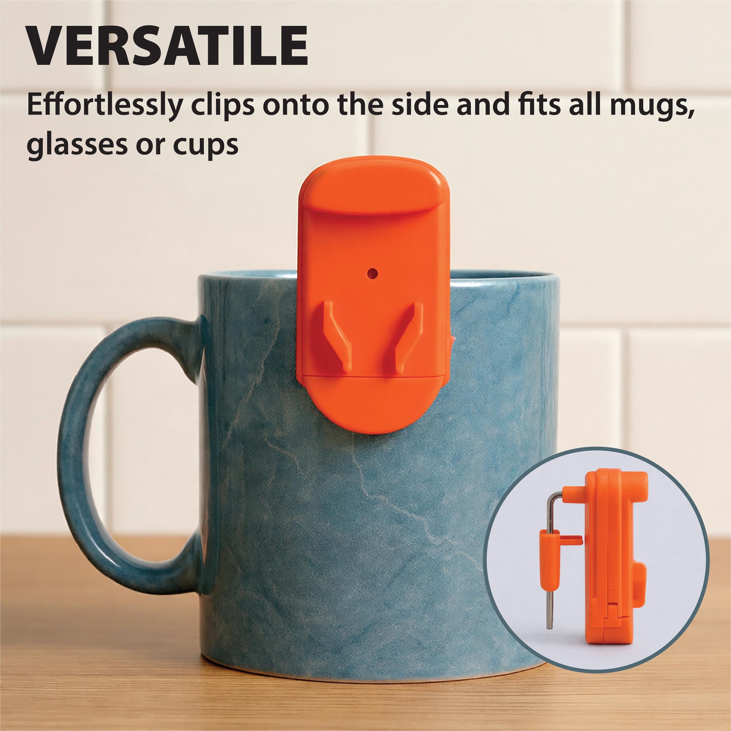 Aidapt Indicateur de niveau de liquide avec alarme vibrante sonore sonore pour signaler la tasse tasse tasse pleine pour une utilisation par les utilisateurs aveugles et malvoyants Orange