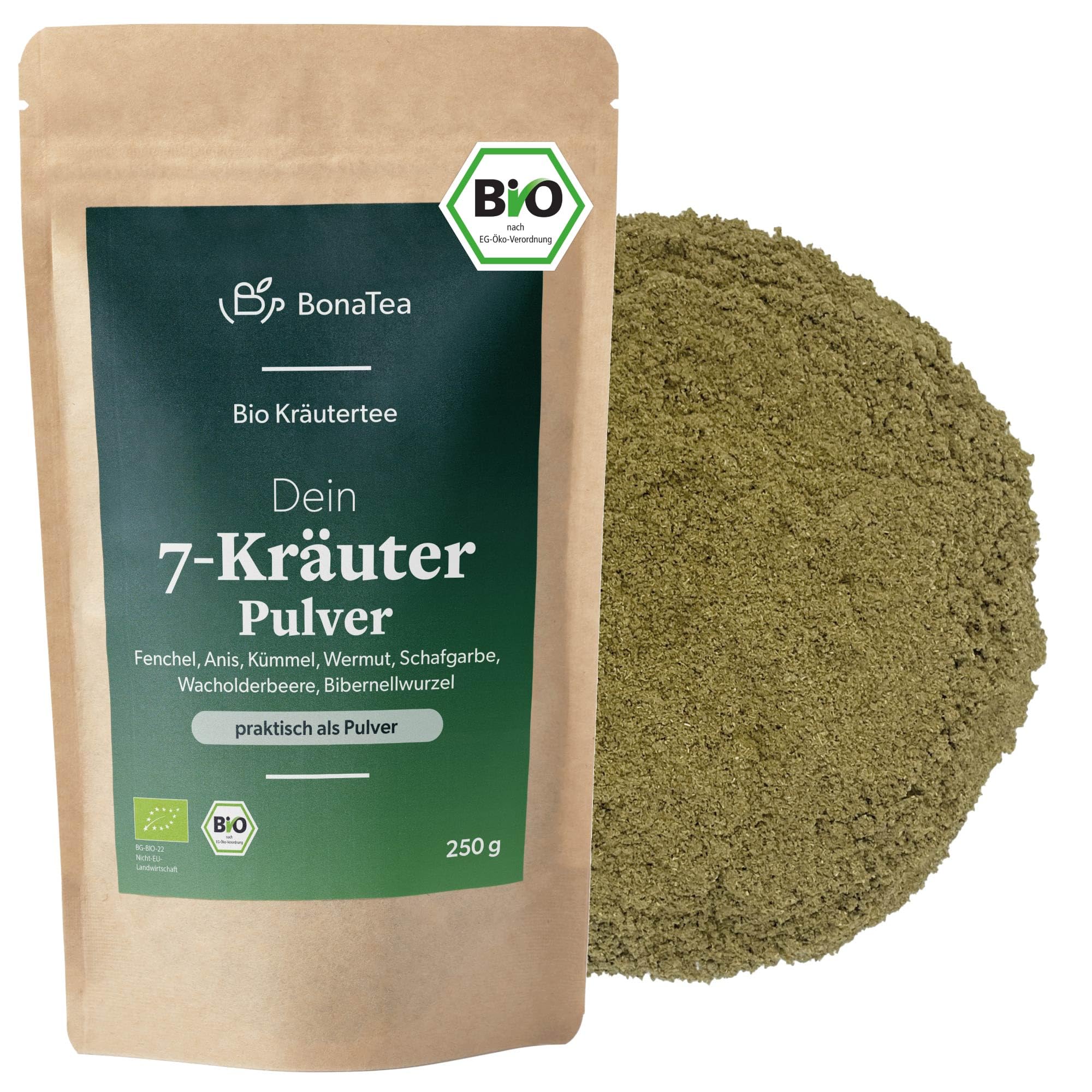 BIO 7-Kräuter-Pulver nach Bertrand Heidelberger mit traditionellen Bitterkräutern - stark bitteres Pulver, fein gemahlen 250g