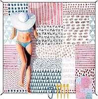 Vista 44 de Manta de playa impermeable a prueba de arena, extra grande, 79 x 83 pulgadas, 120 x 108 pulgadas, para 1-8 adultos, de secado rápido, duradera