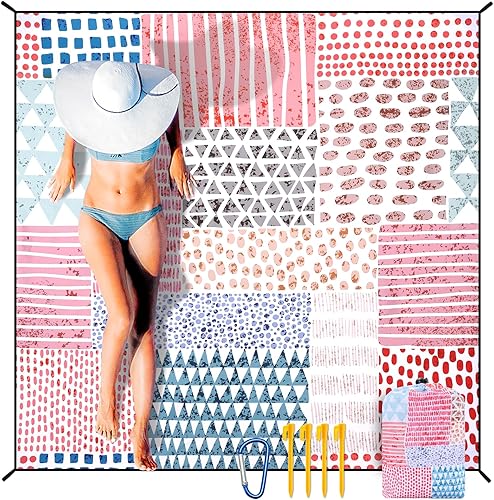 Miniatura 44 de Manta de playa impermeable a prueba de arena, extra grande, 79 x 83 pulgadas, 120 x 108 pulgadas, para 1-8 adultos, de secado rápido, duradera