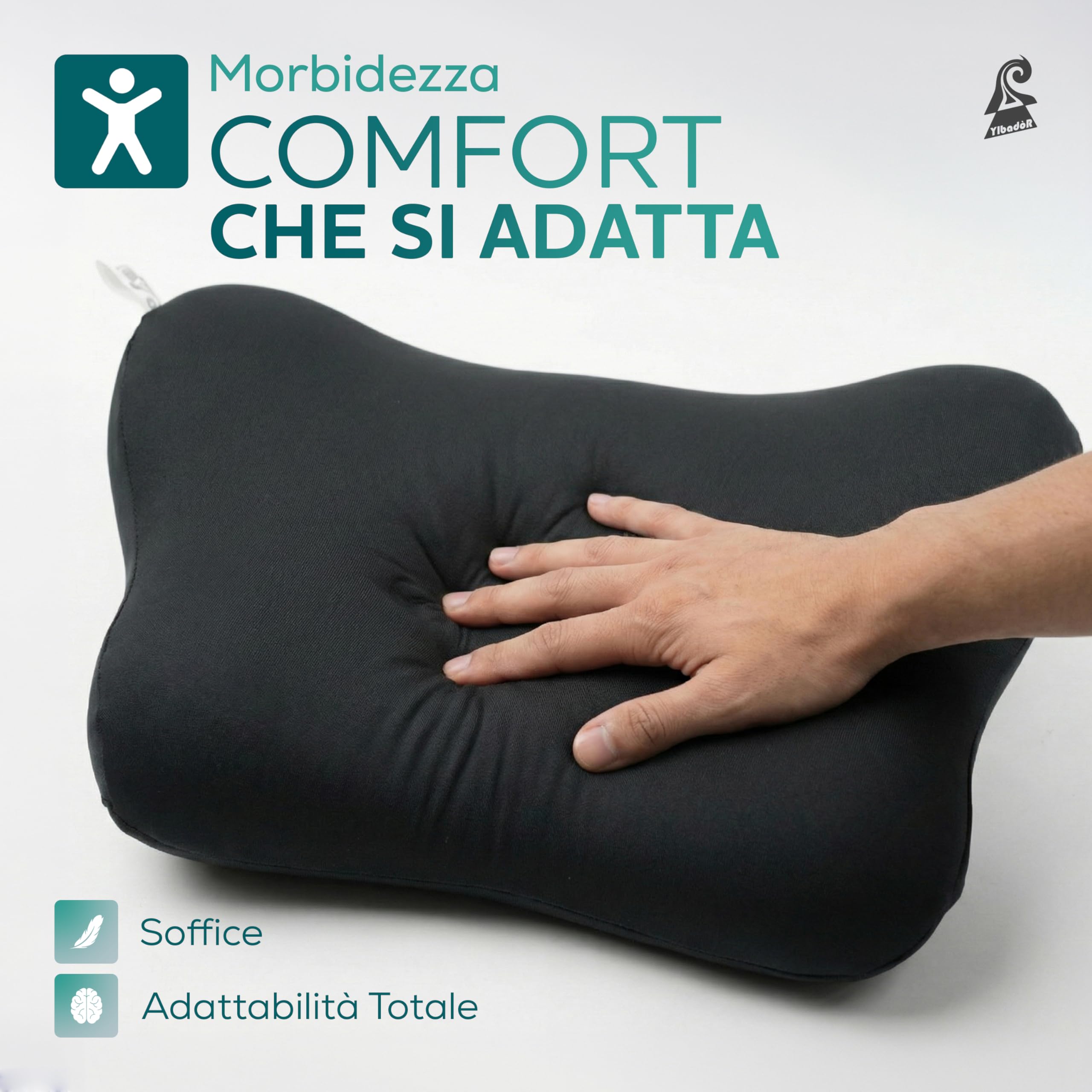 Generico Cuscino Lombare Memory Foam Supporto Ergonomico per Auto e Sedia Ufficio