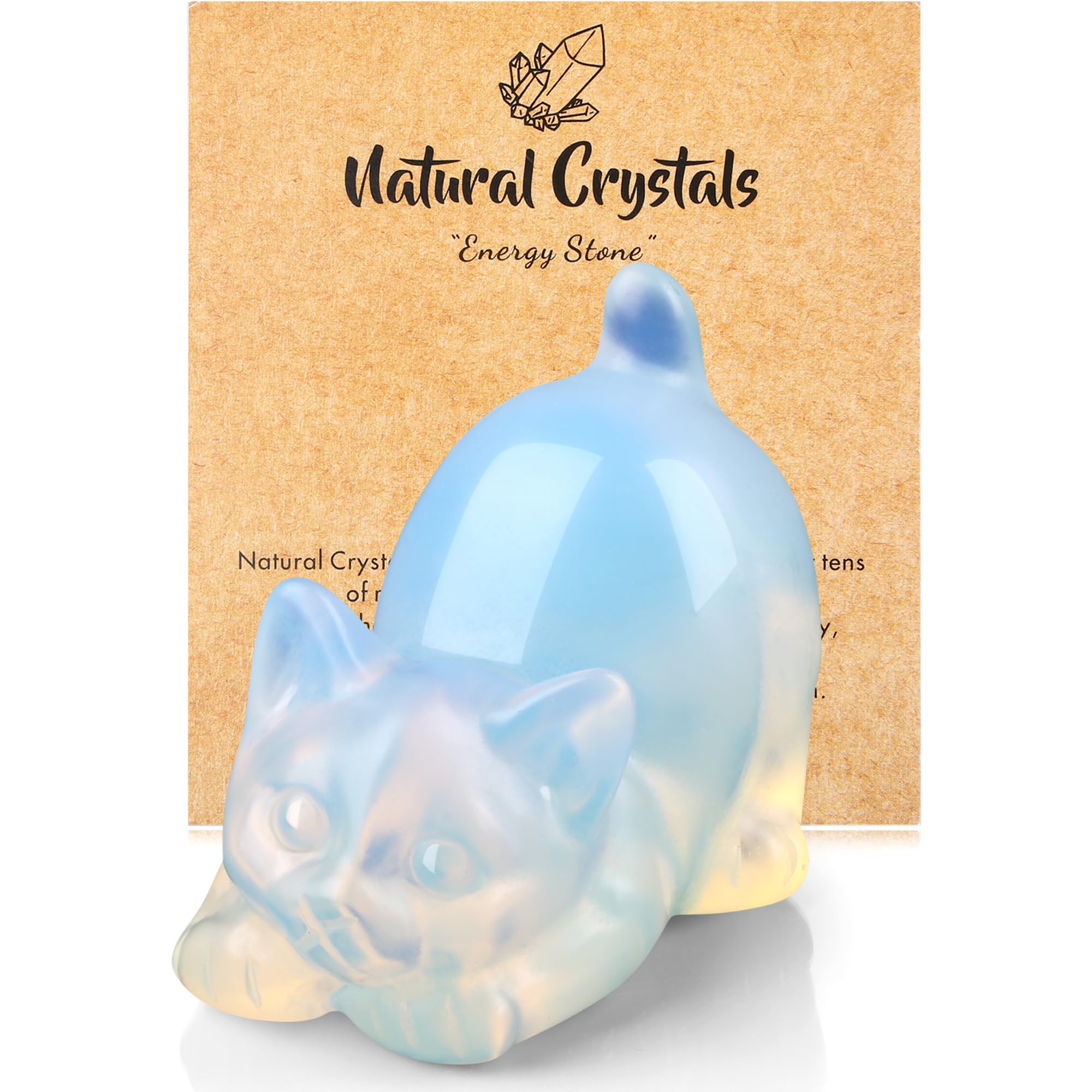 GUJOXILA 2" Opal Cat Figurine Cat Gifts for Cat Lover