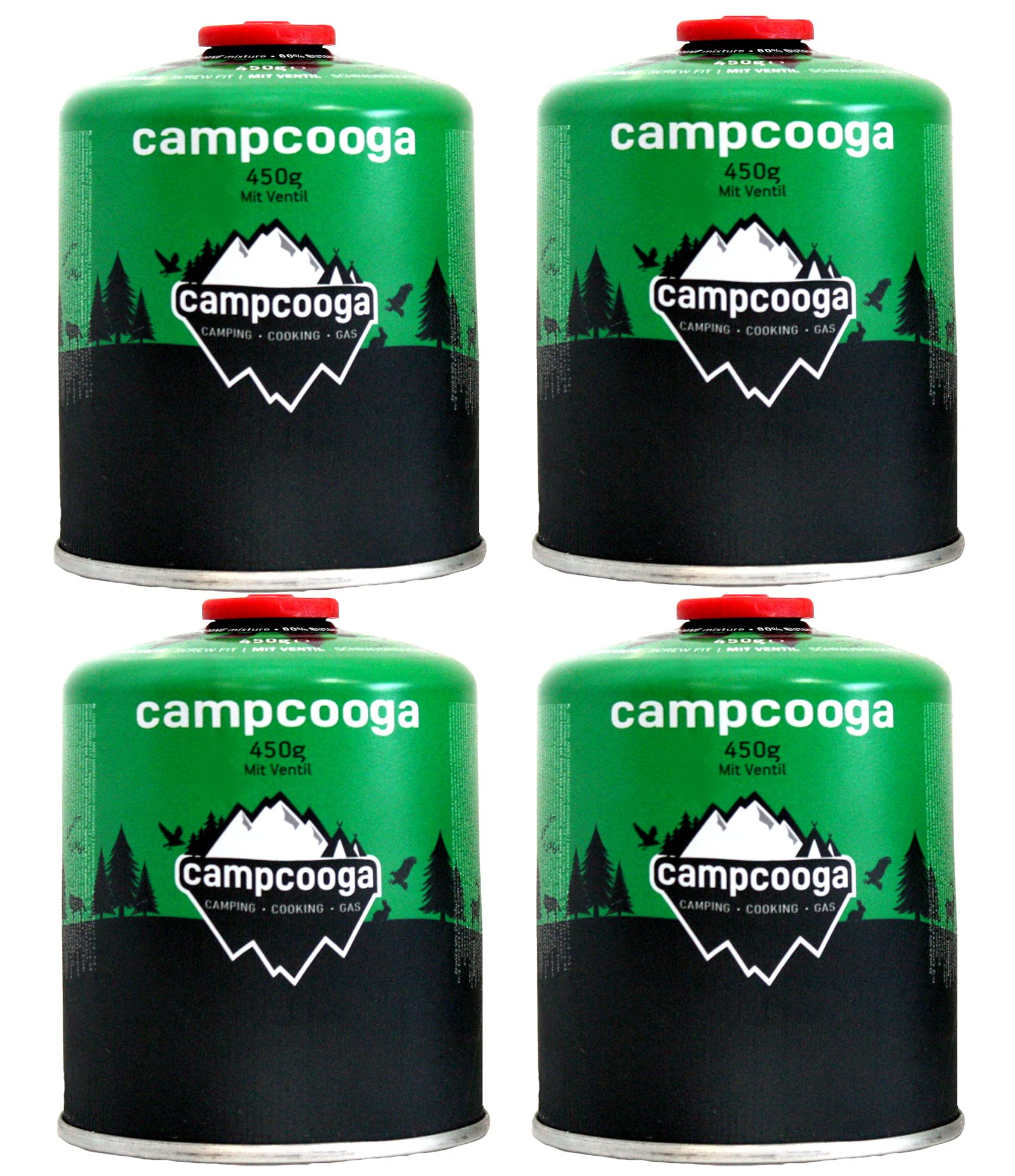 450g Gaskartusche mit Gewinde Schraubkartusche mit Ventil EN417 für Gasgrill Tischgrill Gaskocher Campingkocher (4X 450g Gaskartusche)