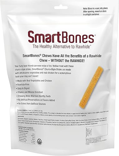 Miniatura 2 de SmartBones Palitos estilo Churro, 14 unidades, hechos con pollo real, masticables sin cuero crudo para perros