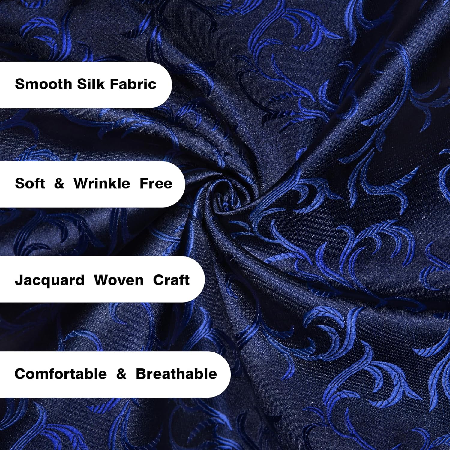 Hi-Tie Silk Mens Suit Vest Tie and Bowtie Lapel Pin Gold Tie Clip Paisley Floral Waistcoat 8PCS Set Tuxedo Wedding Party - Image 7