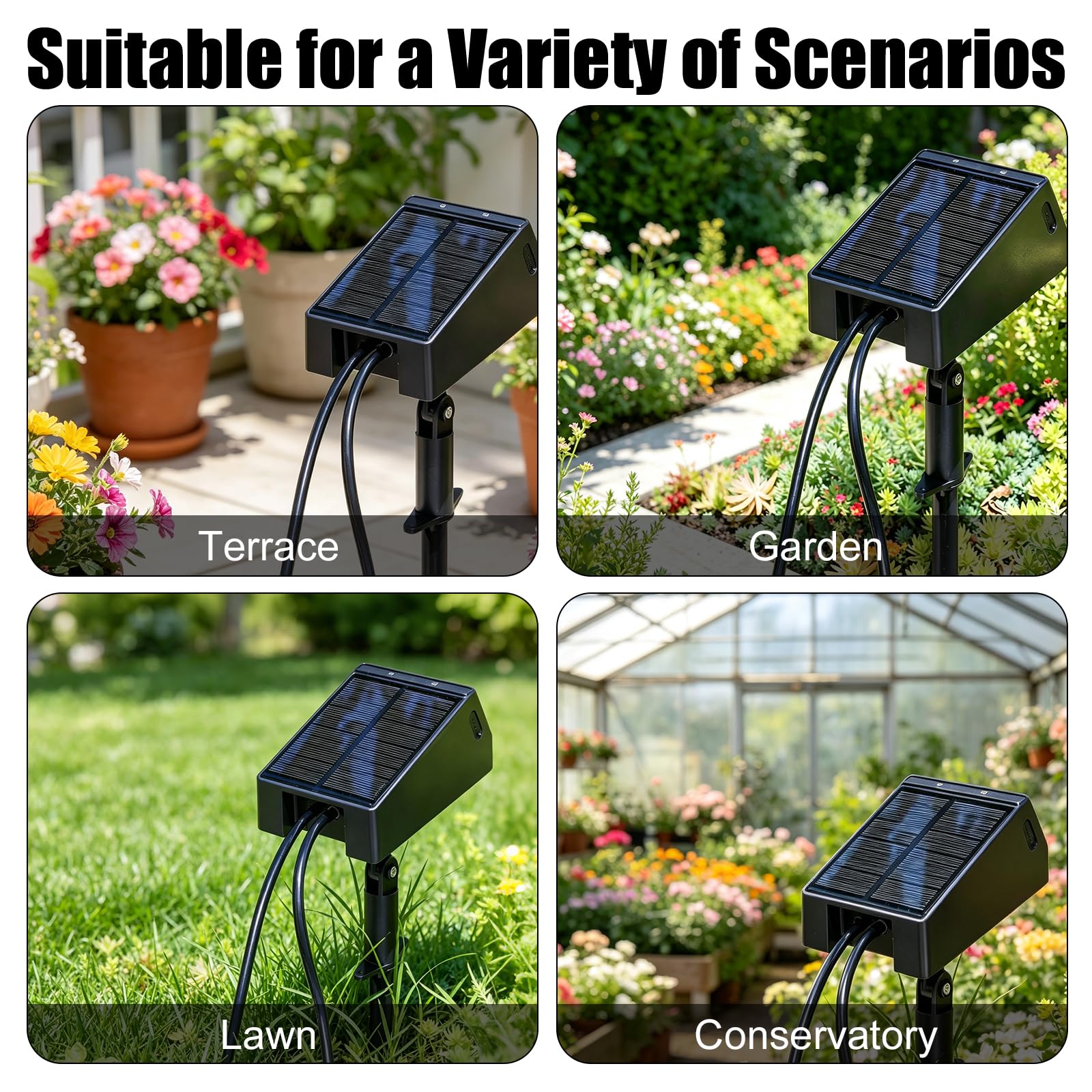 OBEST Kit de Sistema de Riego Solar con 10 Goteros y 10m de Manguera | Modos de Riego Automático, Riego Autónomo para Balcones, Jardines y Plantas en Maceta, Ideal para Vacaciones y Viajes Cortos