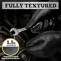 Vista 3 de TitanFlex Heavy Duty Black Nitrile Gloves, 6 Mil, Fully Textured, Mechanic Disposable Gloves, Latex Free, Powder Free