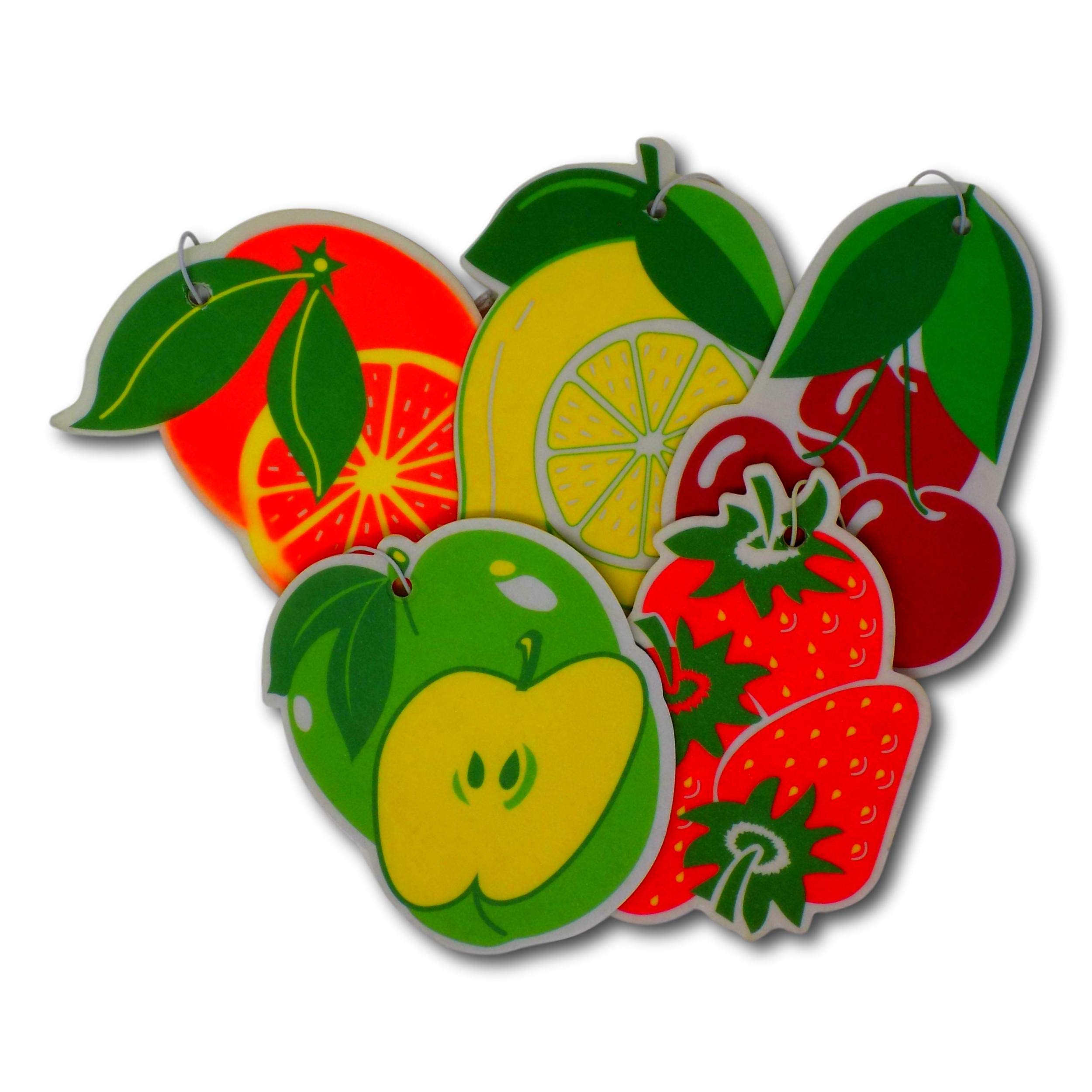 EPOSGEAR5 Pack Assorted Fruit Design Car Air Fresheners - 5 Scent Variety Pack - With Elastic Hanging Loop