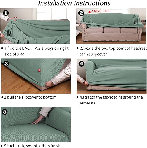 Miniatura 6 de Turquoize Funda elástica para sofá, 1 pieza, funda para sillón de sala de estar, fundas con tela jacquard y parte inferior elástica, protector de