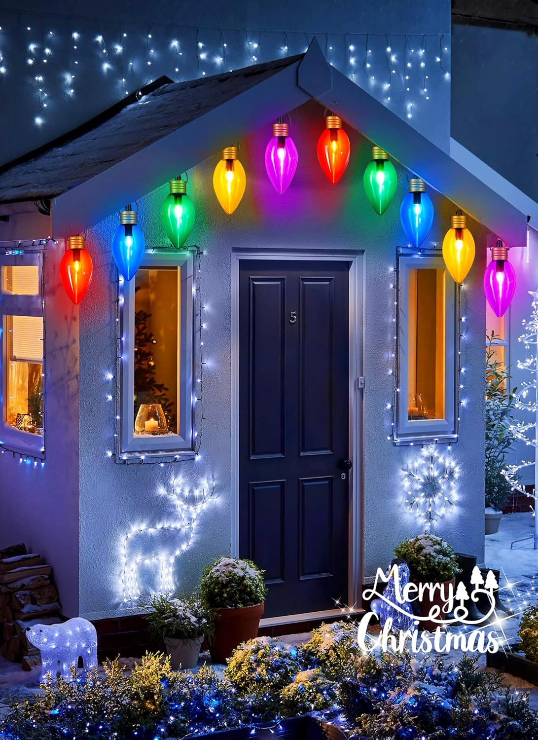 11Feet 5 LED Super Jumbo Christmas String Lights or Pathway Marker Lights, Outdoor Xmas Decorations- Jumbo C9 Hanging Lights Waterproof Lawn Dec for Holiday Home Tree Roof Yard Garden, Multicolor - Image 7