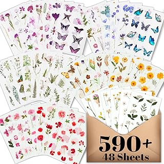 Arme Flower Stickers for Scrapbooking(590 Pieces, 48 Sheets),Decorative ...