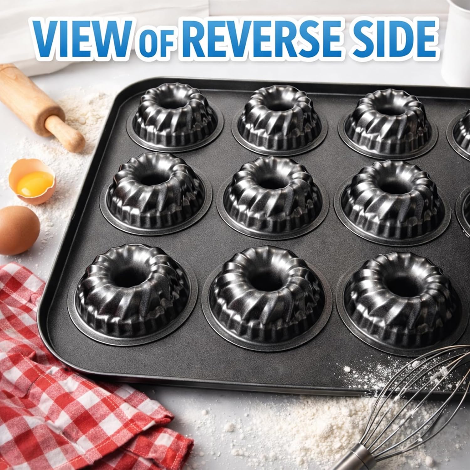 Fluted Tube Cake Pan, 2-Pack Nonstick Carbon Steel Baking Pan, 13.8 x 10.4 Inch Bakeware for Cakes, Brownies, Cornbread, Donuts and Mini Desserts